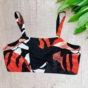 H&M Crop Top Women's Large Multicolor Shadow Abstract Linen Blend Cami Tank